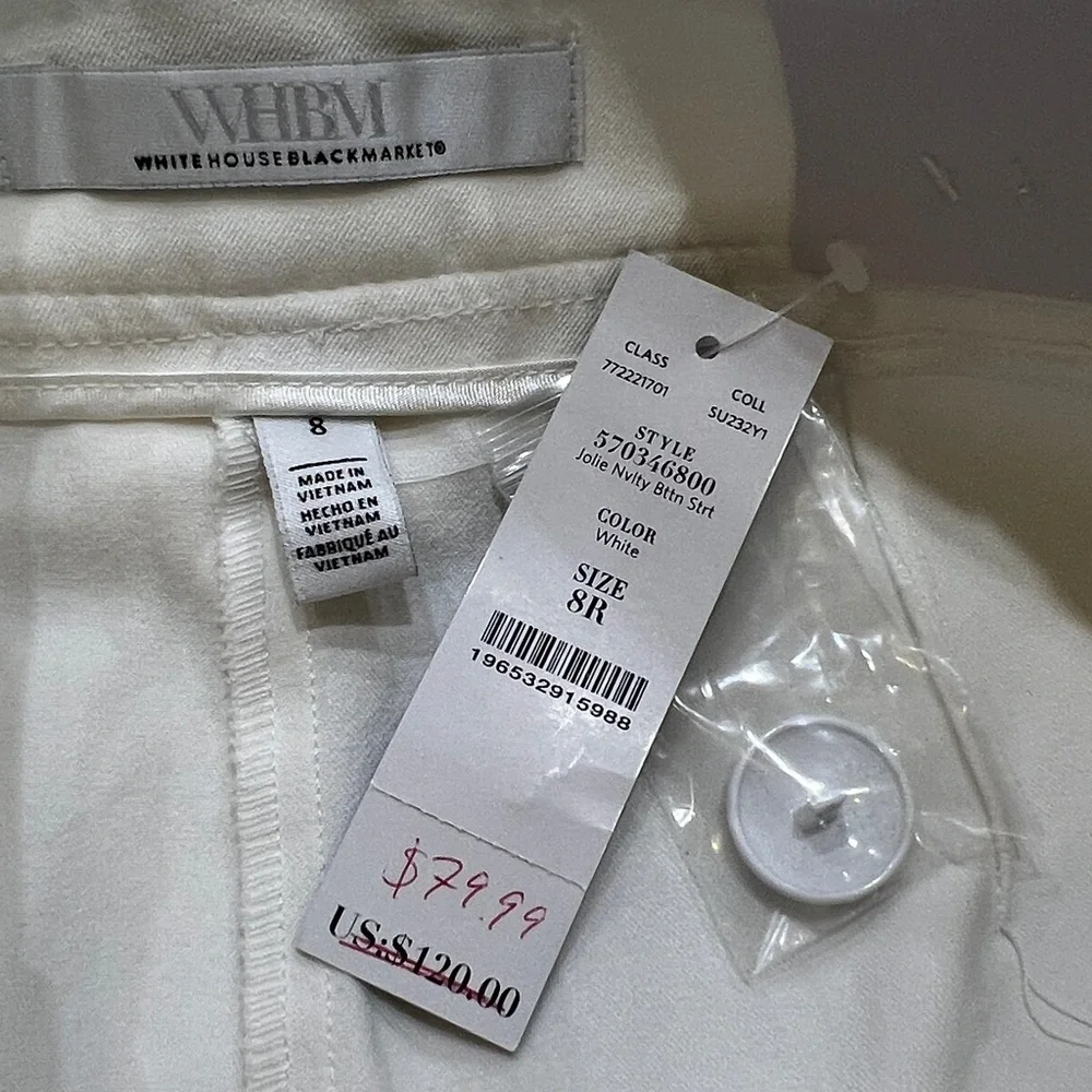 White House Black Market Jolie Novelty Button Straight Pants NWT Size 8R - Picture 8 of 13